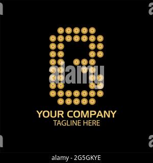 b logo template, b letter, Gold logo design. vector Stock Vector