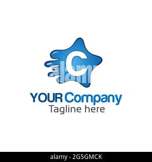 Letter C in the star, abstract star Stock Vector