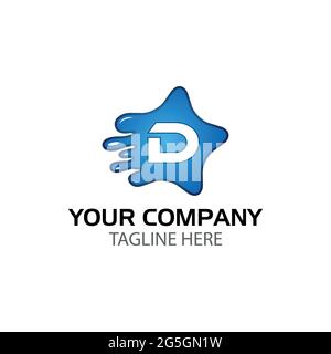 Letter D in the star, abstract star Stock Vector