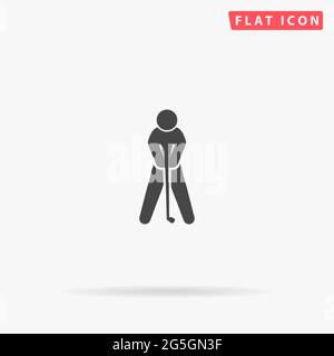 Golfer Silhouette, Golf Player flat vector icon. Hand drawn style design illustrations. Stock Vector