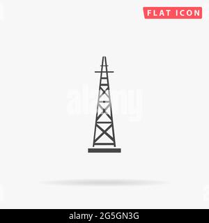 Electric geodetic tower flat vector icon. Hand drawn style design illustrations. Stock Vector