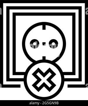 socket use prohibition kids line icon vector illustration Stock Vector ...