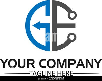 Letter GE, Logo Letter GE and chain. logo formed by chain Stock Vector