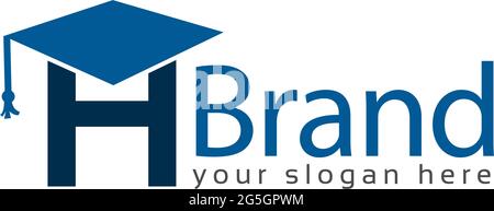 Graduation logo stock, Letter h, Education logo Stock Vector