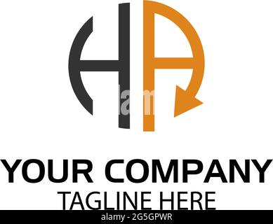 Letter HA logo with arrow, HA initial, flat design. technology logo. Stock Vector