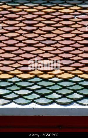 Roof tiles in macro style. Roof tiles in asian style close up. Stock Photo