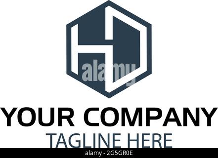 Letter hd stock logo, flat design. hd monogram Stock Vector