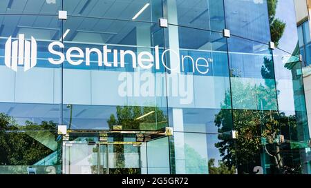 Sep 26, 2020 Mountain View / CA / USA - SentinelOne headquarters in Silicon Valley; SentinelOne Inc is an American cybersecurity startup Stock Photo