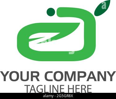 White Leaf Letter E Logo Design with Leaves on a Branch and Green ...