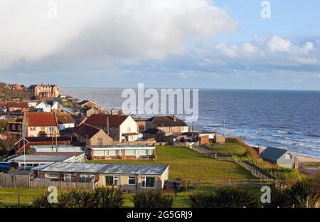The village of Mundesley on the North Norfolk coast, England.  image taken April 2021 Stock Photo
