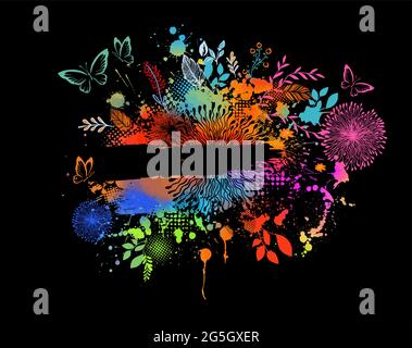 Multicolored floral abstraction with blots. Vector illustration Stock Vector