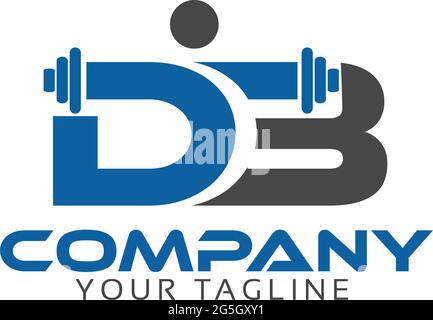 Letter D and B with weight lifting on white background. Logo Design Template. Flat design Stock Vector