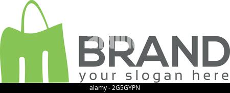 M shopping logo vector Flat logo design. Stock Vector