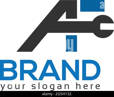 Letter AF, Logo Letter A and F with chain and wrench. logo formed by chain and wrench Stock Vector