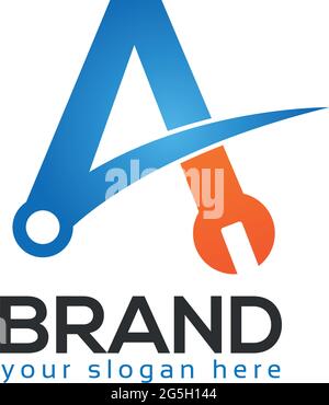 Letter A, Logo Letter a with chain and wrench. logo formed by chain and wrench Stock Vector