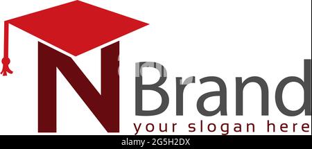 Graduation logo stock, Letter n, Education logo Stock Vector