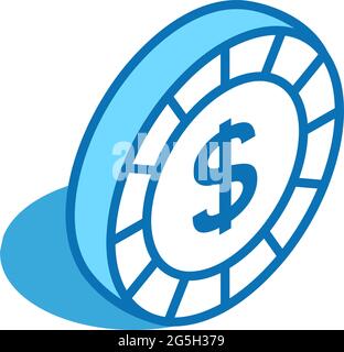 Dollar coin isometric icon. Digital money 3D line symbol. Stock Vector