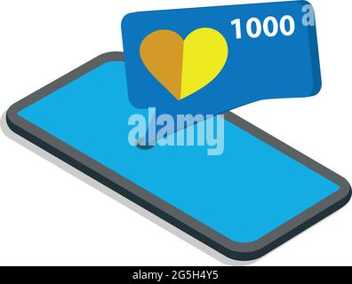 1000 like icon and smartphone Stock Vector