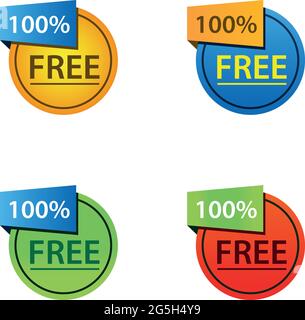 Colorful vector stickers 100 percent free, Colorful set icon Stock Vector