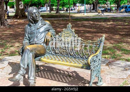 Sculpture John Lennon in urban square, Havana, Cuba Stock Photo