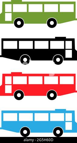 Bus icon, flat design, colorful bus, vector. Stock Vector