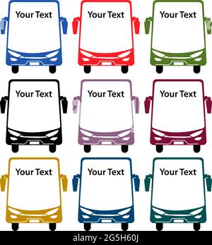 Bus icon, flat design, colorful bus, vector. Stock Vector