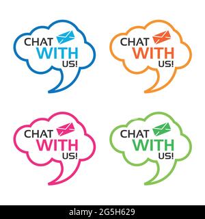 Chat with us icon with envelope Stock Vector