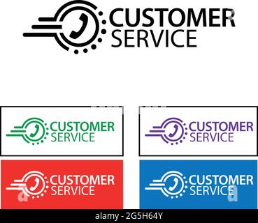 Phone icon with text Customer Service. Flat designs. Stock Vector