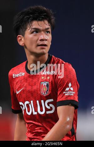 Saitama, Japan. 27th June, 2021. Tomoaki Okubo (Reds) Football/Soccer : 2021 J1 League match between Urawa Red Diamonds 2-0 Avispa Fukuoka at Saitama Stadium 2002 in Saitama, Japan . Credit: AFLO SPORT/Alamy Live News Stock Photo