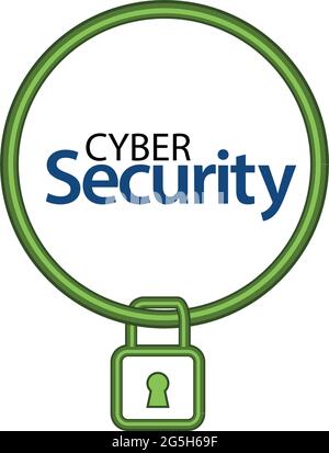 Cyber security with padlock icon. Flat vector illustration on white background Stock Vector