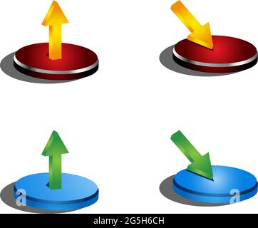 Upload and download buttons with arrow, vector. Stock Vector