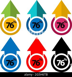 76 seventy six percent vector circle chart, percentage diagram graph ...