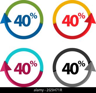 Forty percent up, upwards arrow illustration-vector Stock Vector