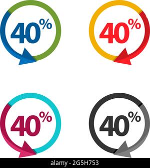 Forty percent down, downwards arrow illustration Stock Vector