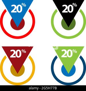 Down arrow with 20 percentage symbol icon, down arrow linear icon ...