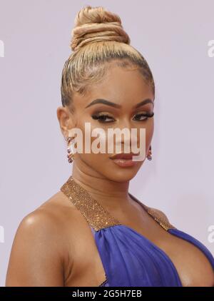 Los Angeles, USA. 27th June, 2021. arrives at the BET Awards 2021 held at the Microsoft Theater in Los Angeles, CA on Sunday, ?June 27, 2021. (Photo By Sthanlee B. Mirador/Sipa USA) Credit: Sipa USA/Alamy Live News Stock Photo