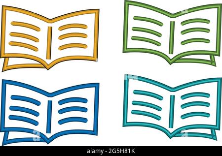 Colorful book set icons, flat design. Stock Vector