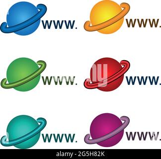 Colorful planet set icons, flat design Stock Vector