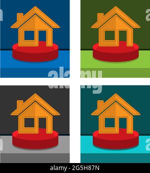 House icon on the circle, stock icon. Stock Vector