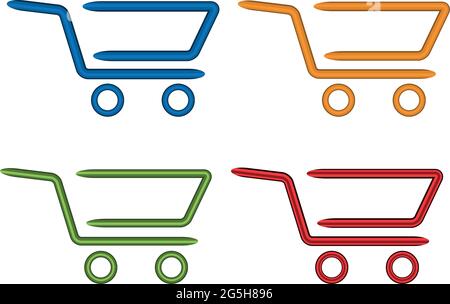 Shopping Cart set icons. Flat icon. Colorful Shopping Cart icons Stock Vector