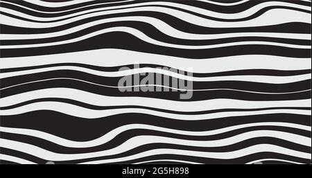 Random black wavy horizontal zigzag lines with smooth wavy curved isolated on white background Stock Vector