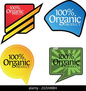 100 percent organic product banner. designs for posters, backgrounds, cards, banners, stickers, etc Stock Vector