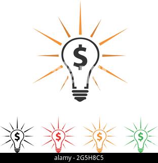 Lamp and dollar icon. Flat design. Creative illustrations increase earnings Stock Vector