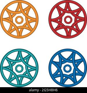 Star in circle. Colorful star set icons, flat design. Stock Vector