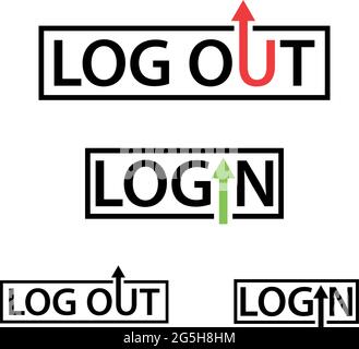 Login and logout icon. Flat design. Stock Vector