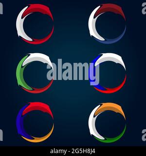 Flag circle stock vector. Armenia, Netherlands, Bulgaria, Austria, Russia and India flag. Vector illustration on blue gradient background. Stock Vector