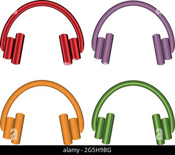 Colorful headphone set icons, flat design Stock Vector