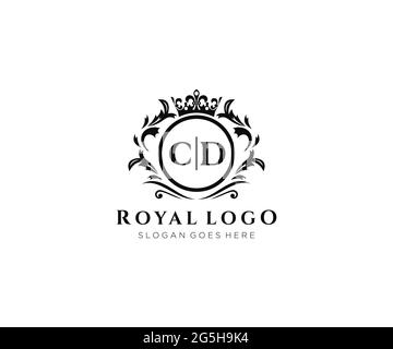 CD Letter Luxurious Brand Logo Template, for Restaurant, Royalty, Boutique, Cafe, Hotel, Heraldic, Jewelry, Fashion and other vector illustration. Stock Vector