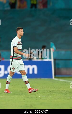 Portugal's Cristiano Ronaldo reacts after being shown a yellow card ...