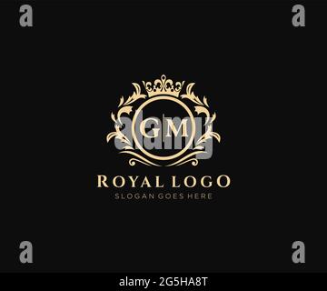Initial gm elegant luxury monogram logo or badge Vector Image